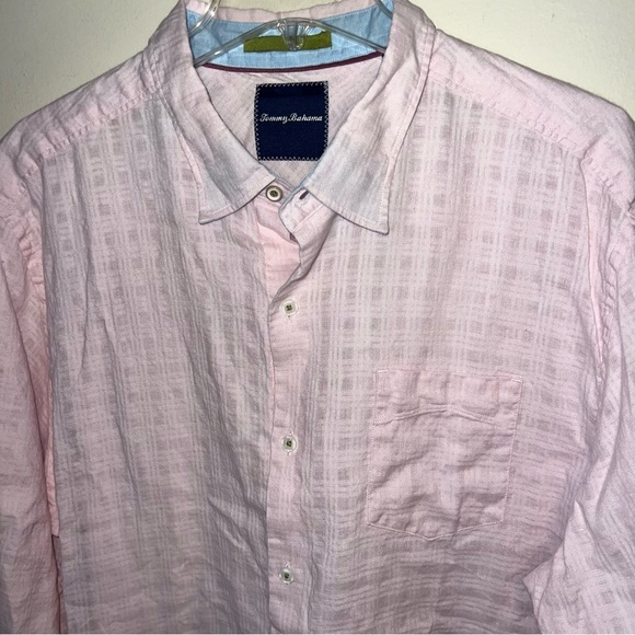 Tommy Bahama Linen Blend Button Down Shirt Pink Size XL - Picture 6 of 10